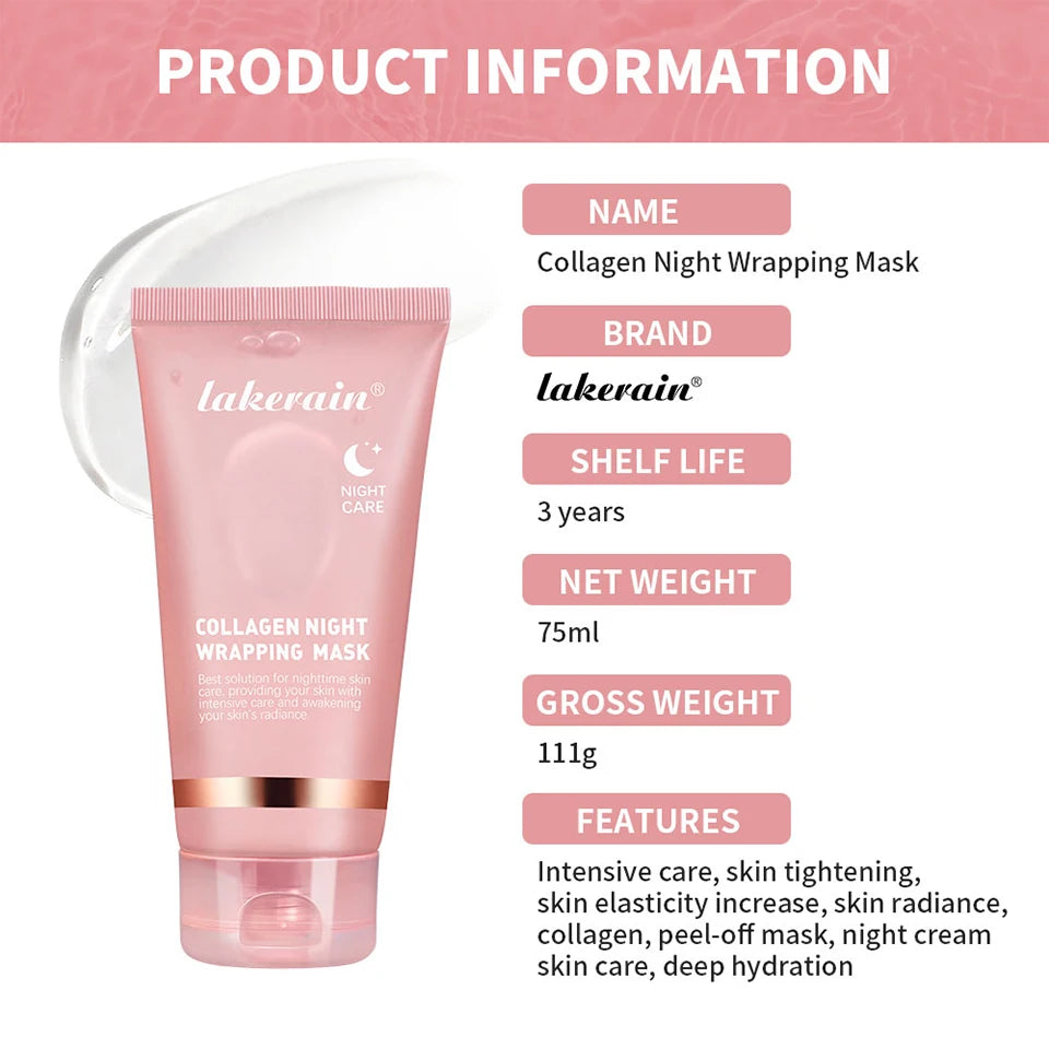 Mascarilla Facial Coreana de Colágeno, Reparación Nocturna, Hidratante, Iluminadora, Rejuvenecedora, Mejora la Elasticidad de la Piel, Piel Radiante