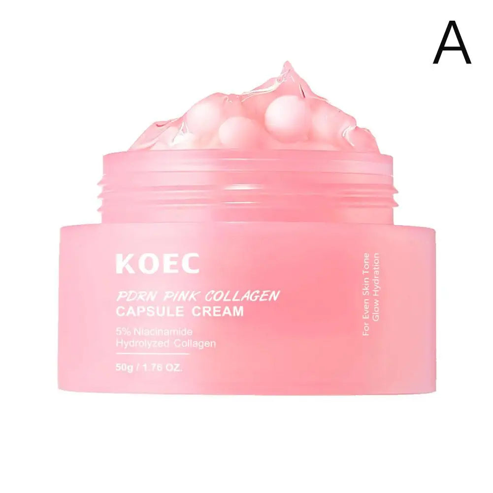 CREMA DE CAPSULAS DE COLÁGENO ROSA 5% Niacinamida Colágeno hidrolizado Crema de gelatina hidratante profunda Crema hidratante regordeta, cuidado nutrido de la piel