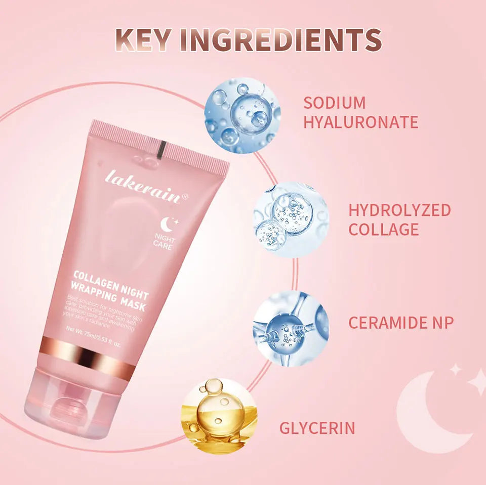 Mascarilla Facial Coreana de Colágeno, Reparación Nocturna, Hidratante, Iluminadora, Rejuvenecedora, Mejora la Elasticidad de la Piel, Piel Radiante