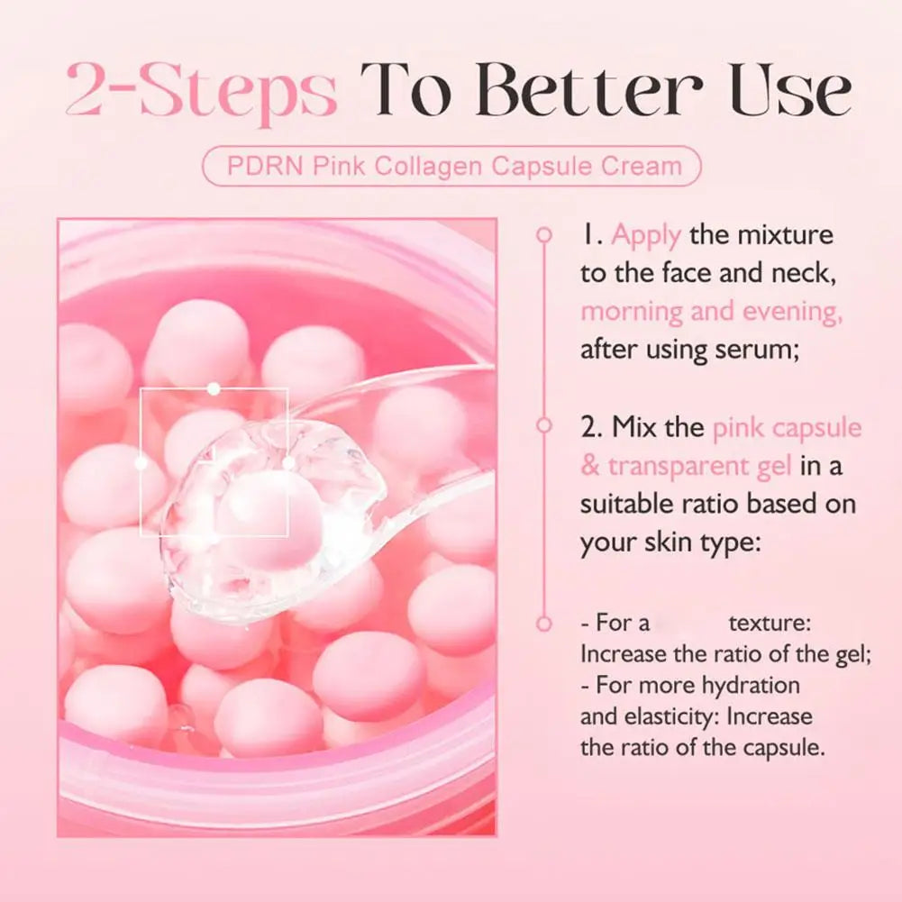 CREMA DE CAPSULAS DE COLÁGENO ROSA 5% Niacinamida Colágeno hidrolizado Crema de gelatina hidratante profunda Crema hidratante regordeta, cuidado nutrido de la piel