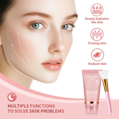 Mascarilla Facial Coreana de Colágeno, Reparación Nocturna, Hidratante, Iluminadora, Rejuvenecedora, Mejora la Elasticidad de la Piel, Piel Radiante