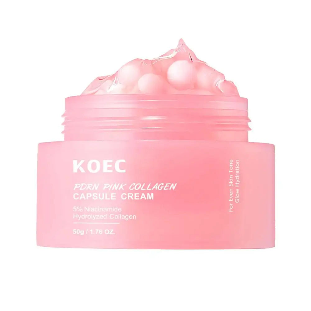 CREMA DE CAPSULAS DE COLÁGENO ROSA 5% Niacinamida Colágeno hidrolizado Crema de gelatina hidratante profunda Crema hidratante regordeta, cuidado nutrido de la piel