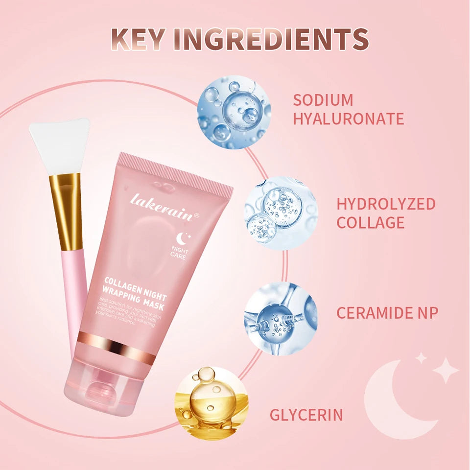 Mascarilla Facial Coreana de Colágeno, Reparación Nocturna, Hidratante, Iluminadora, Rejuvenecedora, Mejora la Elasticidad de la Piel, Piel Radiante