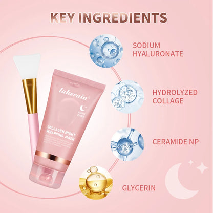 Mascarilla Facial Coreana de Colágeno, Reparación Nocturna, Hidratante, Iluminadora, Rejuvenecedora, Mejora la Elasticidad de la Piel, Piel Radiante