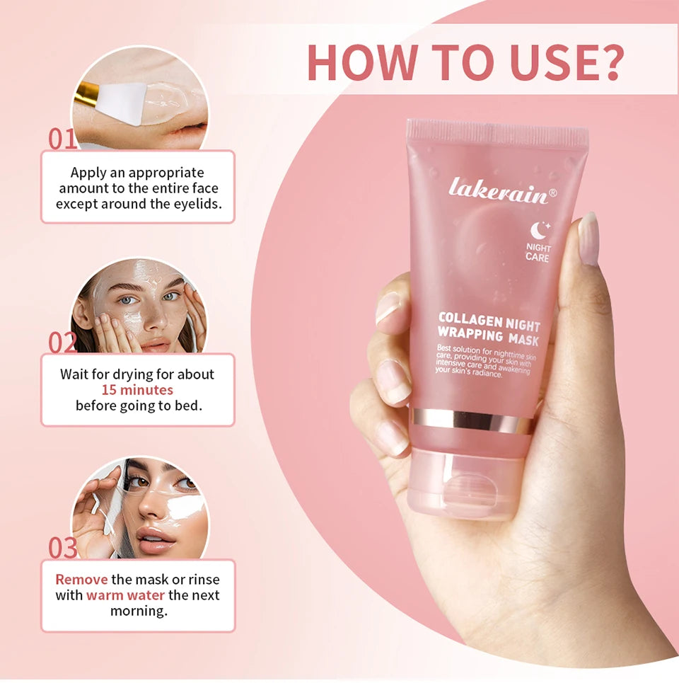 Mascarilla Facial Coreana de Colágeno, Reparación Nocturna, Hidratante, Iluminadora, Rejuvenecedora, Mejora la Elasticidad de la Piel, Piel Radiante