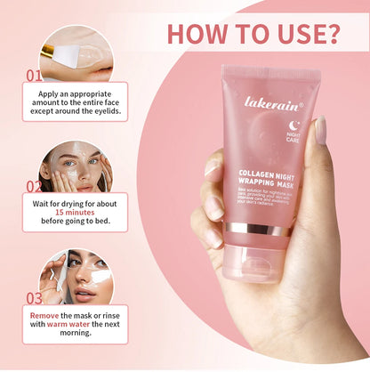 Mascarilla Facial Coreana de Colágeno, Reparación Nocturna, Hidratante, Iluminadora, Rejuvenecedora, Mejora la Elasticidad de la Piel, Piel Radiante