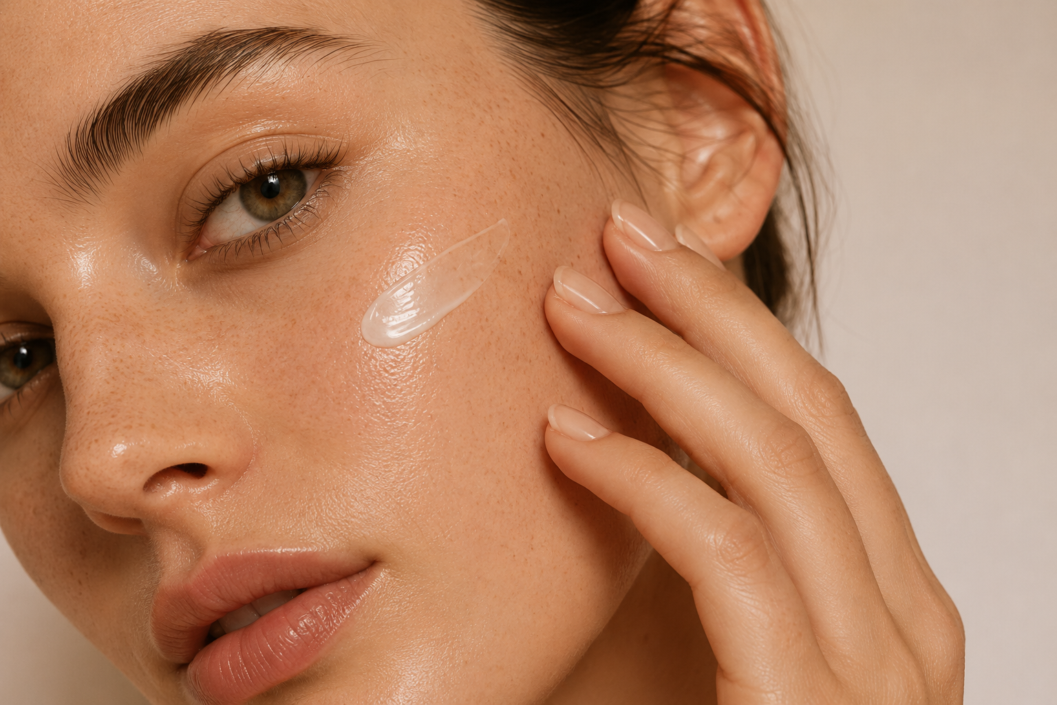 Modelo aplicando tratamiento facial